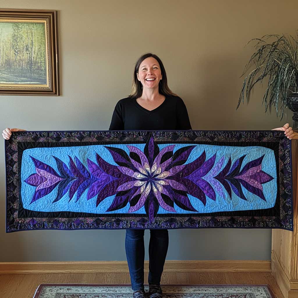 Purple Twilight Petals Quilted Table Runner Dining Home Decorations Best Chritmas Gifts For Woman