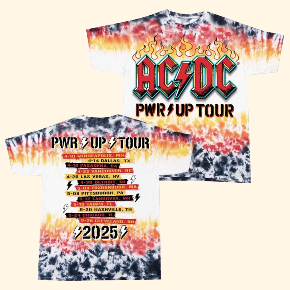 Pwr Up Tour Tie Dye T-Shirt ACDC Merch Gifts For Someone Who Loves Music Gifts For Besties