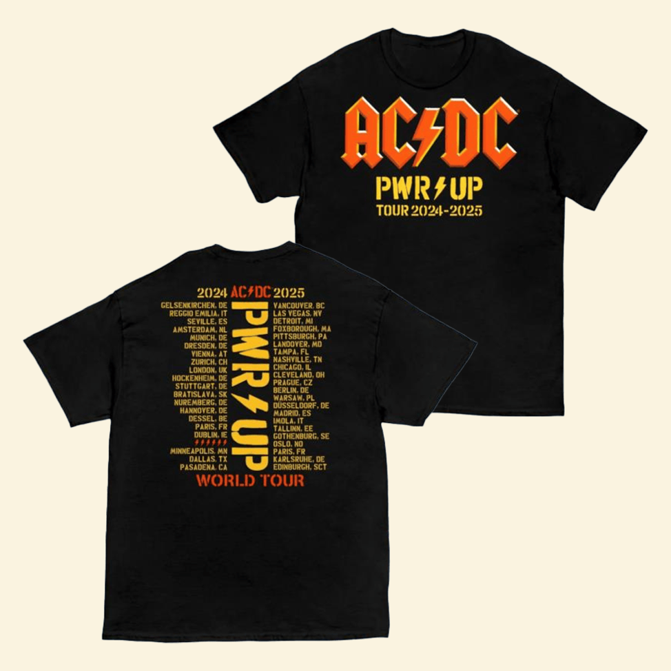 PWR Up World Tour T-Shirt ACDC Merch Dad Birthday Gifts For Music Fans BFF Gifts Ideas
