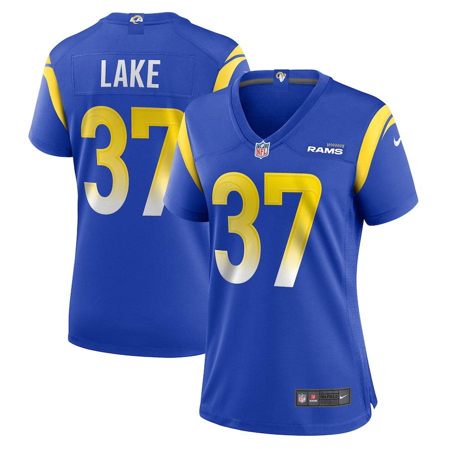 Quentin Lake 37 Los Angeles Rams Women's Game Jersey - Royal - JS646