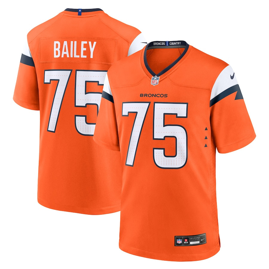 Quinn Bailey 75 Denver Broncos Team Game Men Jersey - Orange - JS867