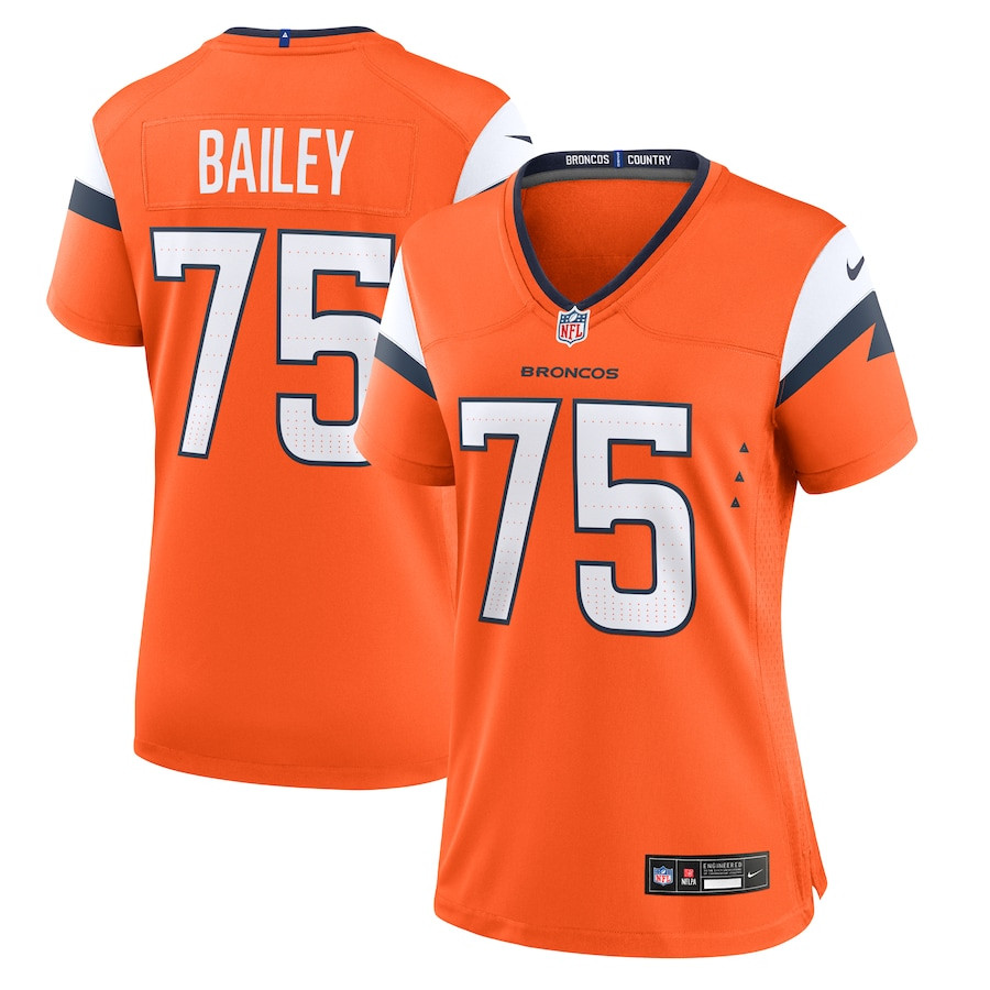 Quinn Bailey 75 Denver Broncos Team Game Women Jersey - Orange - JS623