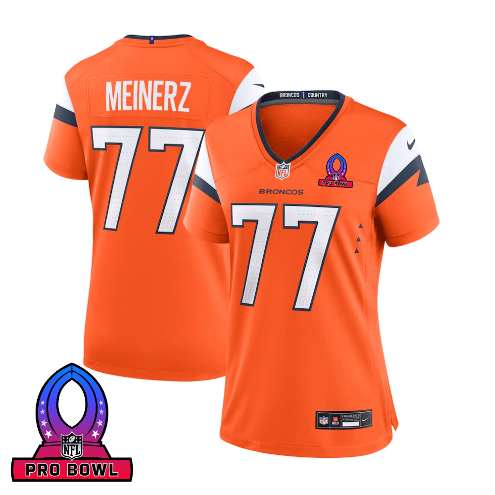Quinn Meinerz 77 Denver Broncos 2025 Pro Bowl Patch Women Game Jersey - Orange - JS834