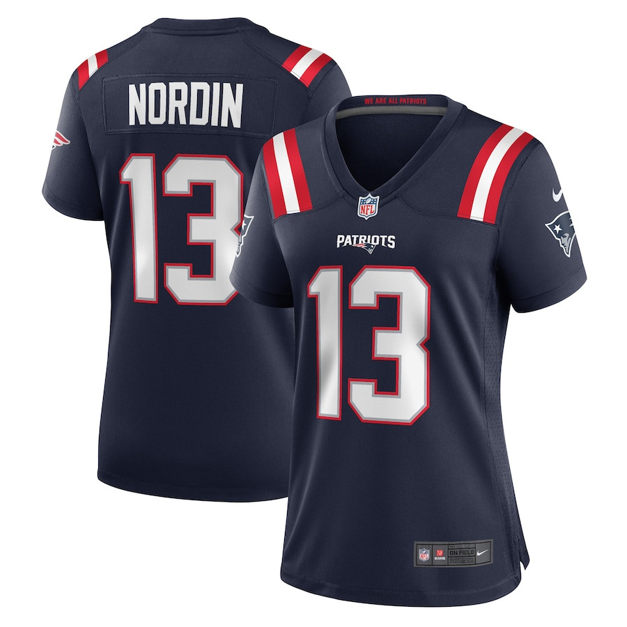 Quinn Nordin 13 New England Patriots Women Game Jersey - Navy - JS609