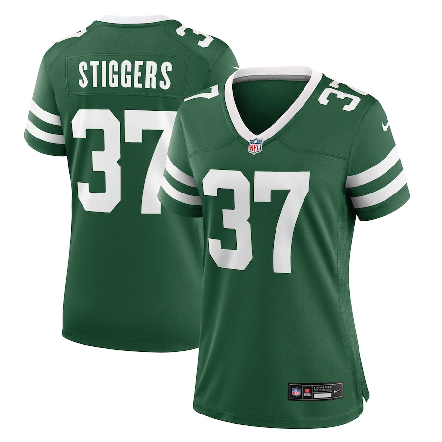 Qwan'tez Stiggers 37 New York Jets Women's Team Game Jersey - Legacy Green - JS278