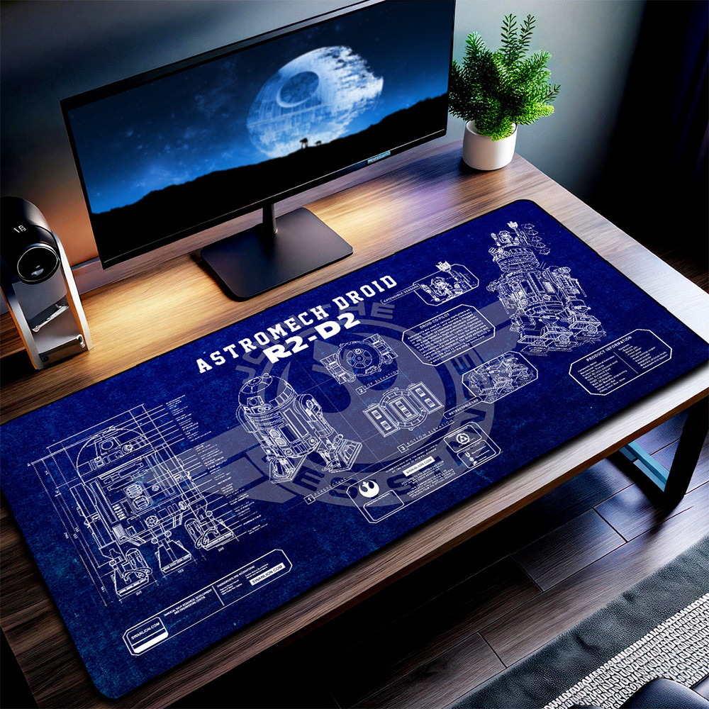 R2-D2 Blueprint Desk Mat Star Wars Merch Gifts For Fans