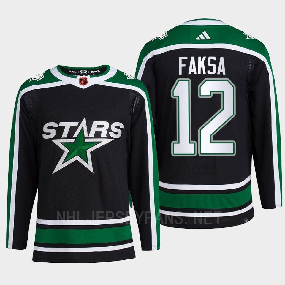 Radek Faksa 12 Reverse Retro 2.0 2022 Dallas Stars Black Jersey Pro Primegreen - JS657