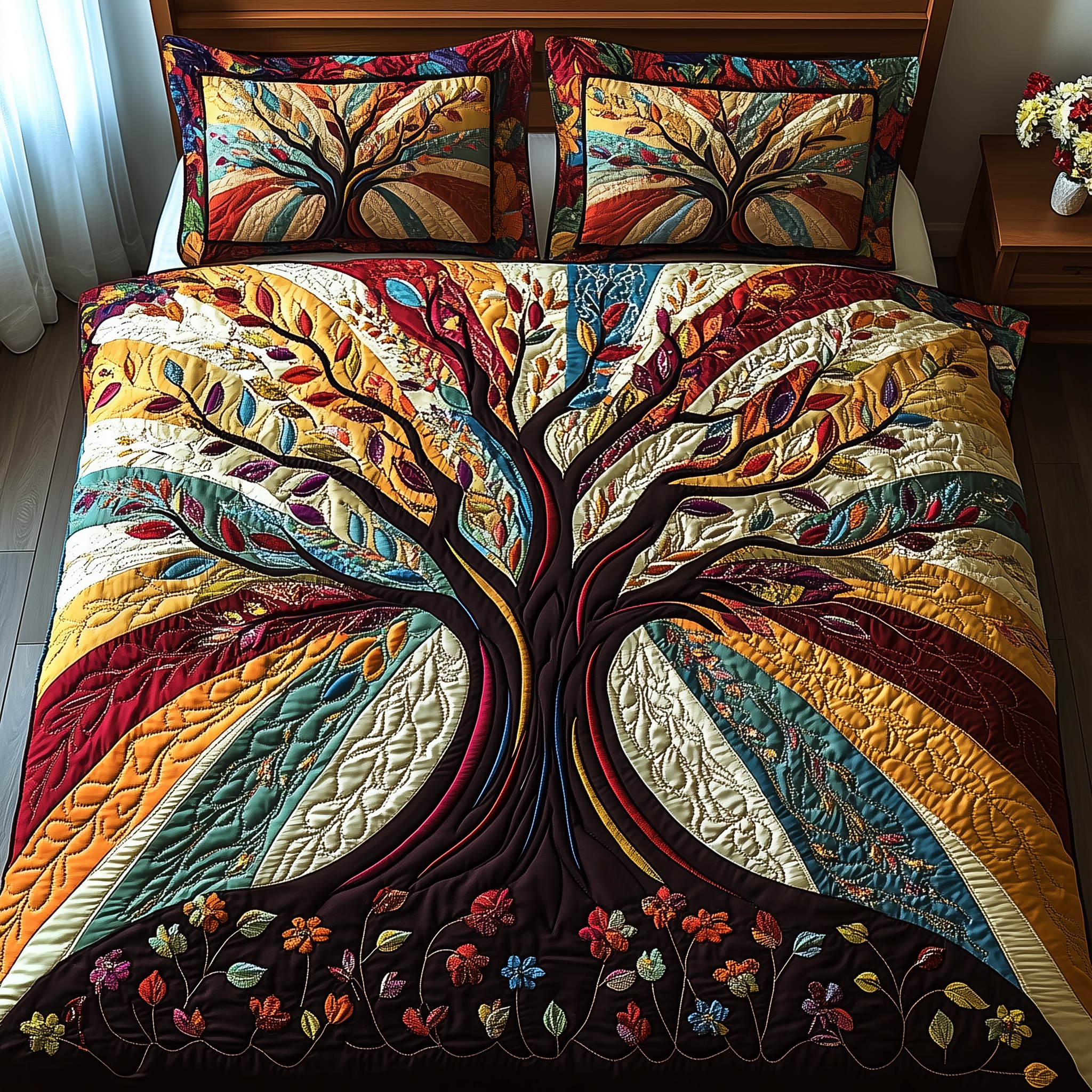 Radiant Branches Quilted Bedding Set Duvet Cover Bedspread Set Item Best Father's Day Gifts