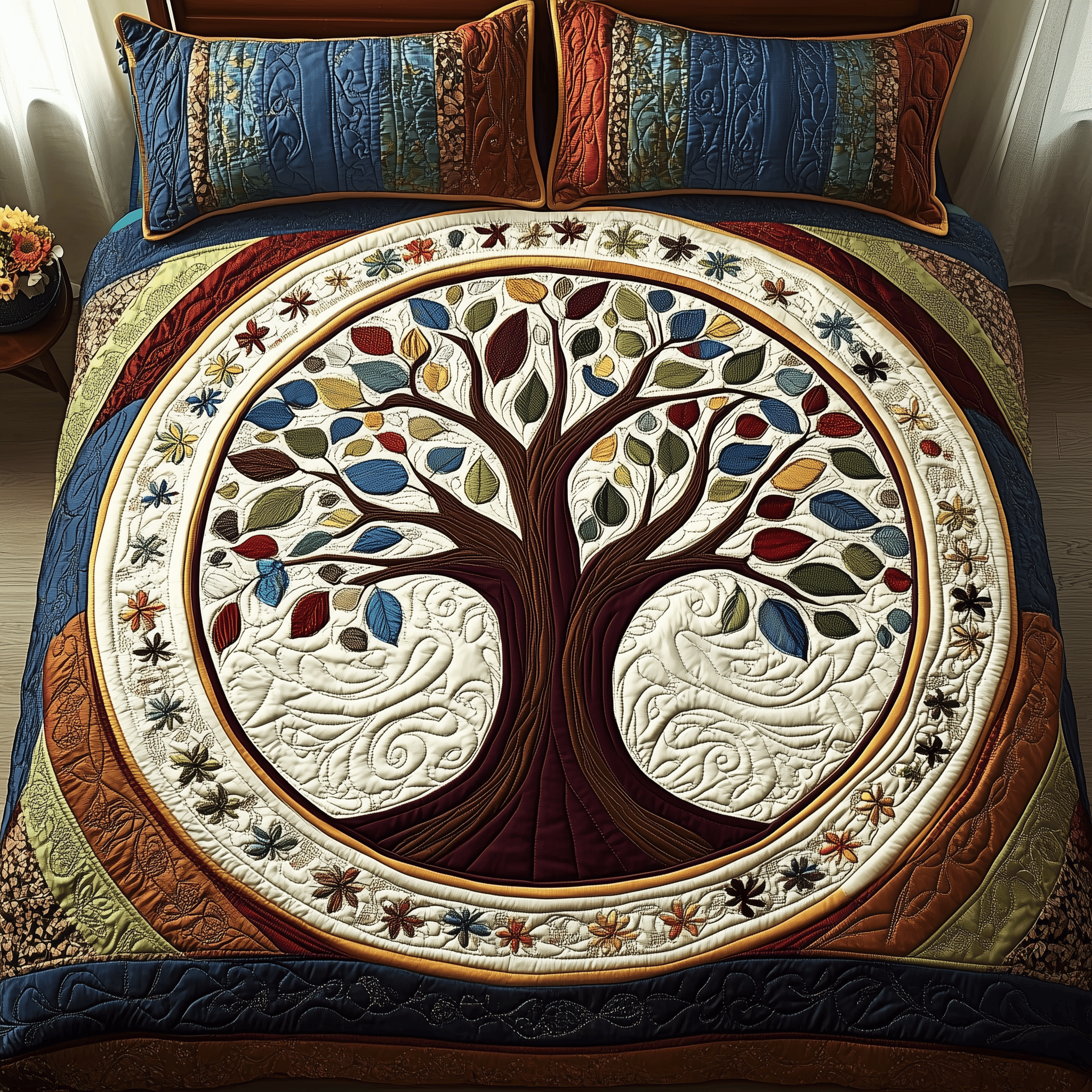 Radiant Branches Quilted Bedding Set Duvet Cover Bedspread Set Item Best Gifts For Dad