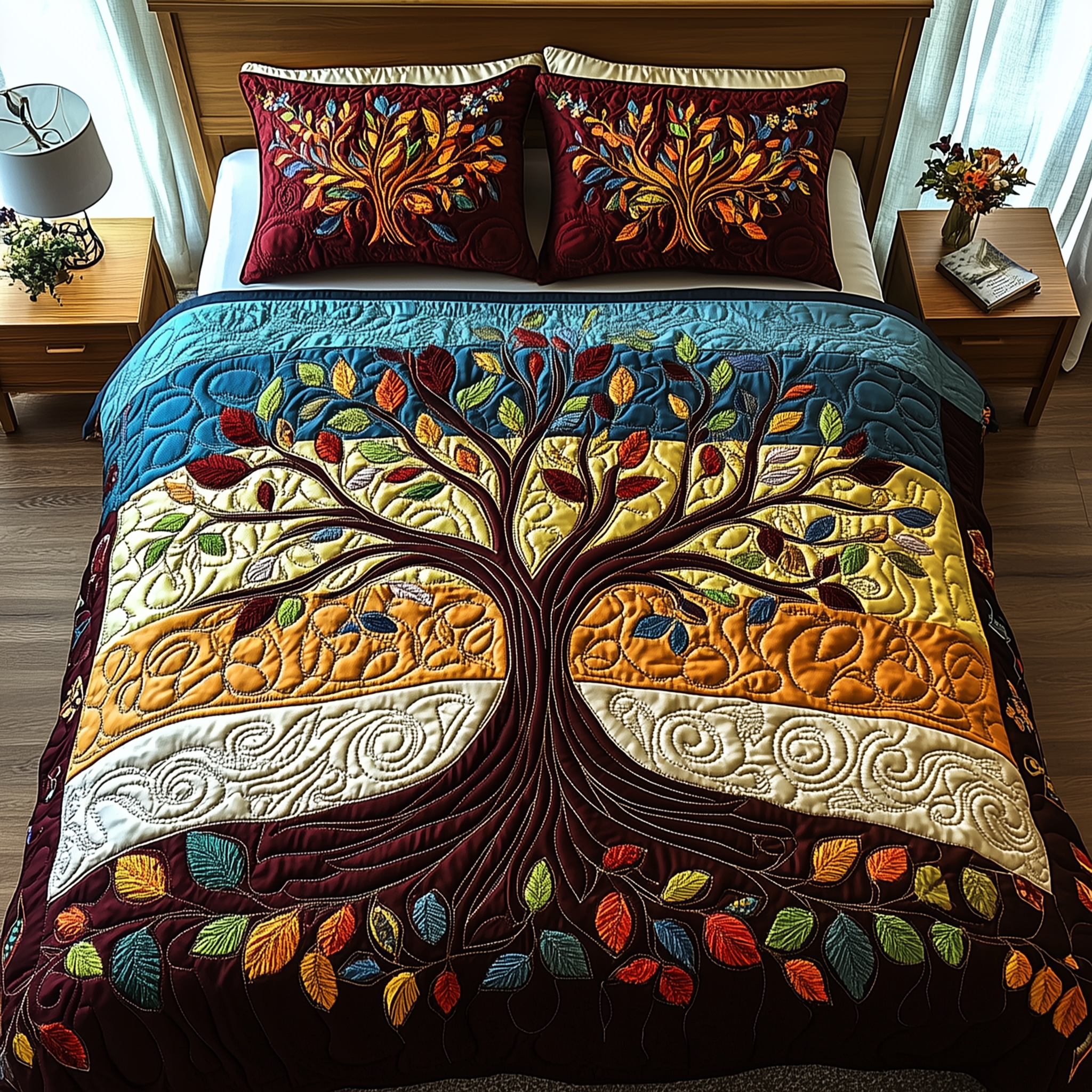 Radiant Branches Quilted Bedding Set Duvet Cover Bedspread Set Item Dad Birthday Gifts