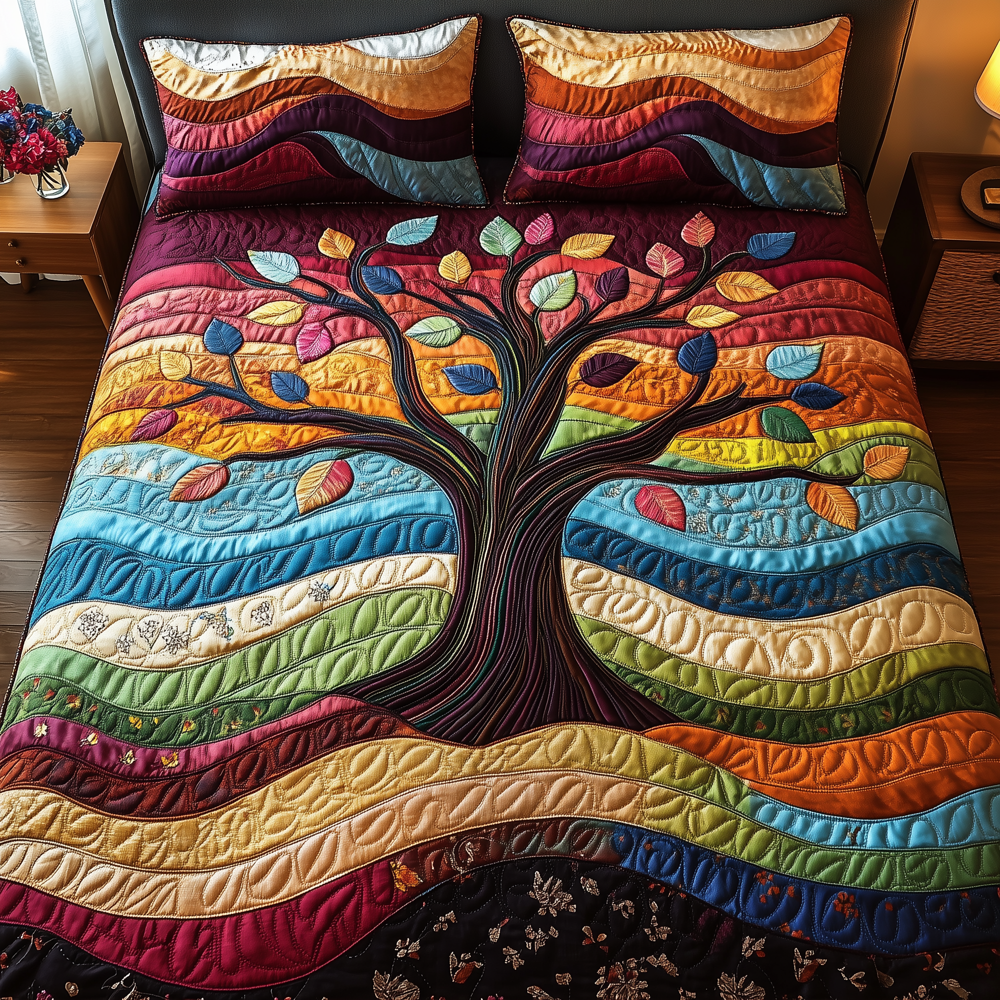 Radiant Branches Quilted Bedding Set Duvet Cover Bedspread Set Item First Fathers Day Gift