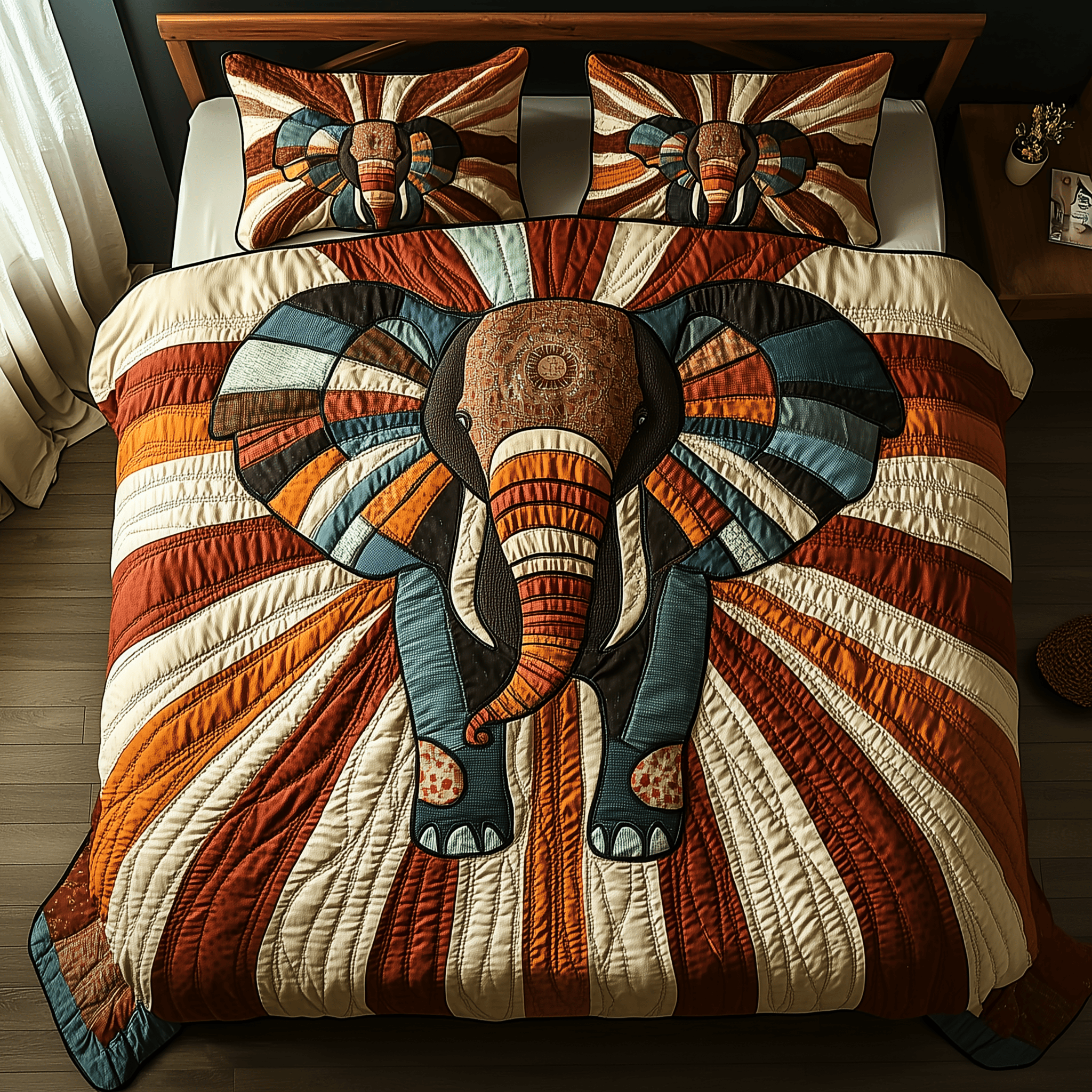 Radiant Elephant Haven Quilted Bedding Set Best Mothers Day Duvet Cover Set Elephant Lover Gift