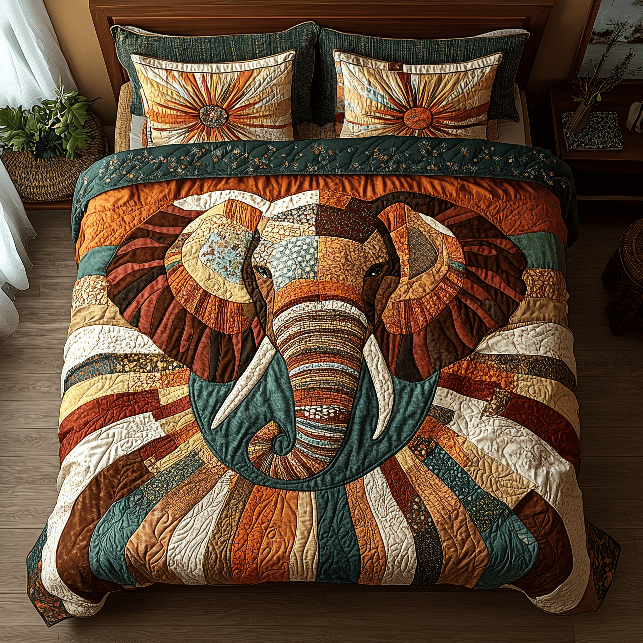 Radiant Elephant Haven Quilted Bedding Set Valentine'S Day Duvet Cover Set Elephant Gifts For Him Her