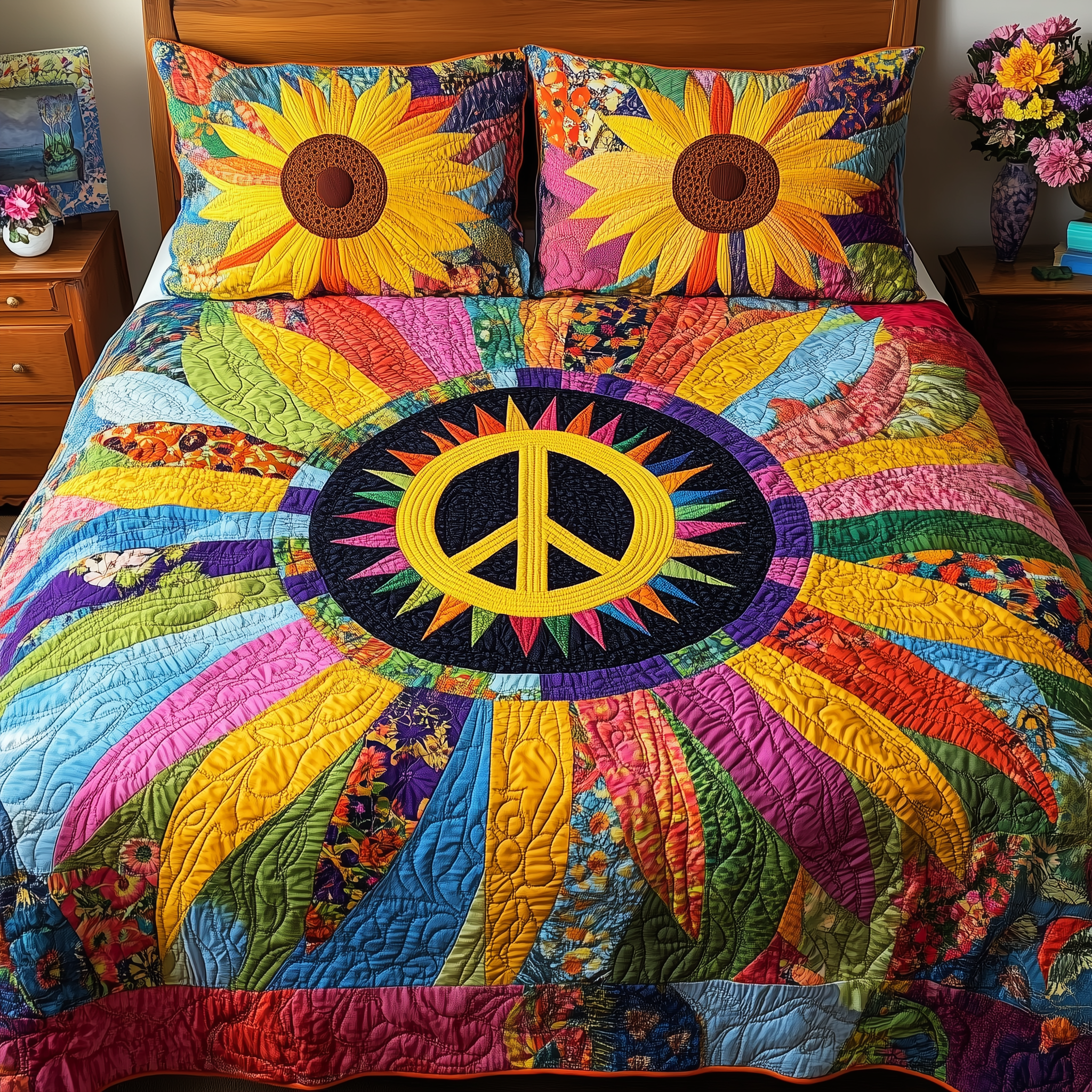 Radiant Harmony Quilted Bedding Set Duvet Cover Bedspread Set Item Unique Mother's Day Gifts