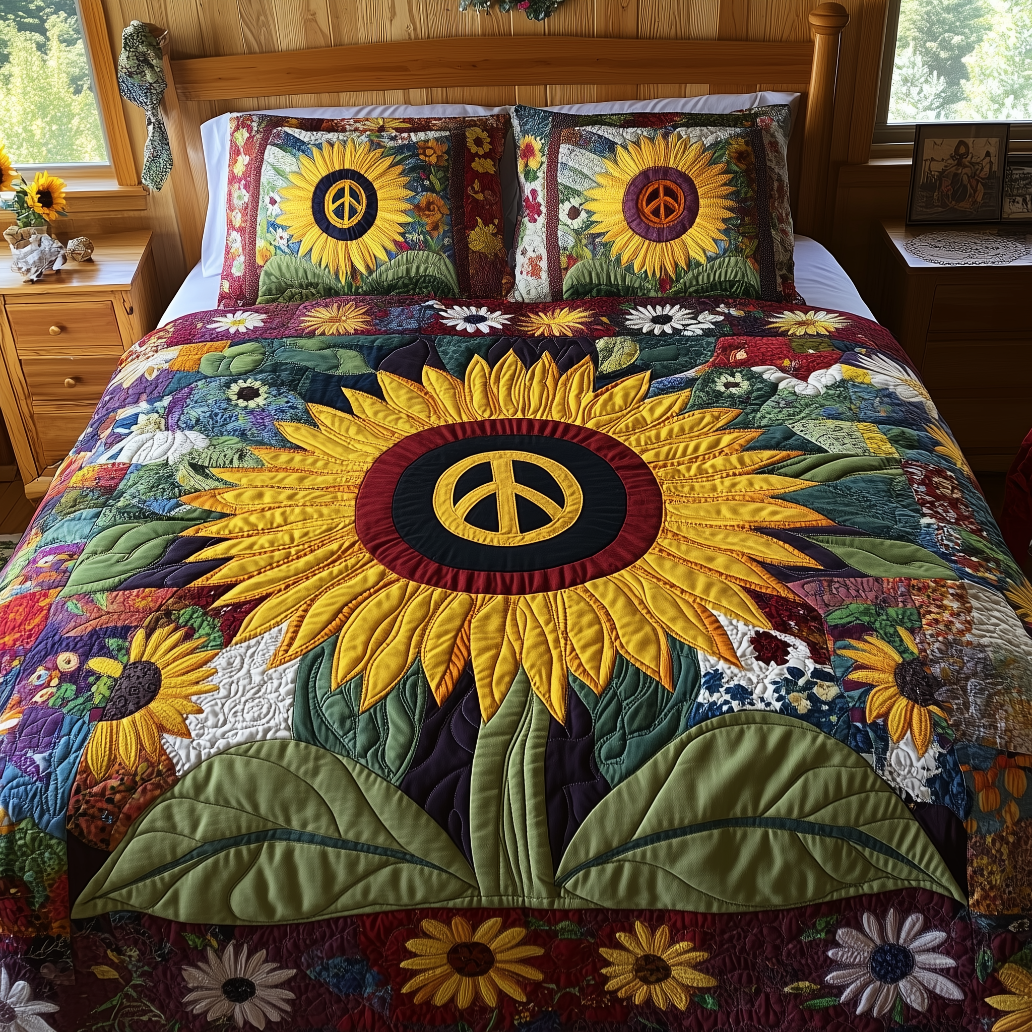 Radiant Peace Quilted Bedding Set Duvet Cover Bedspread Set Item Gifts For Grandparents