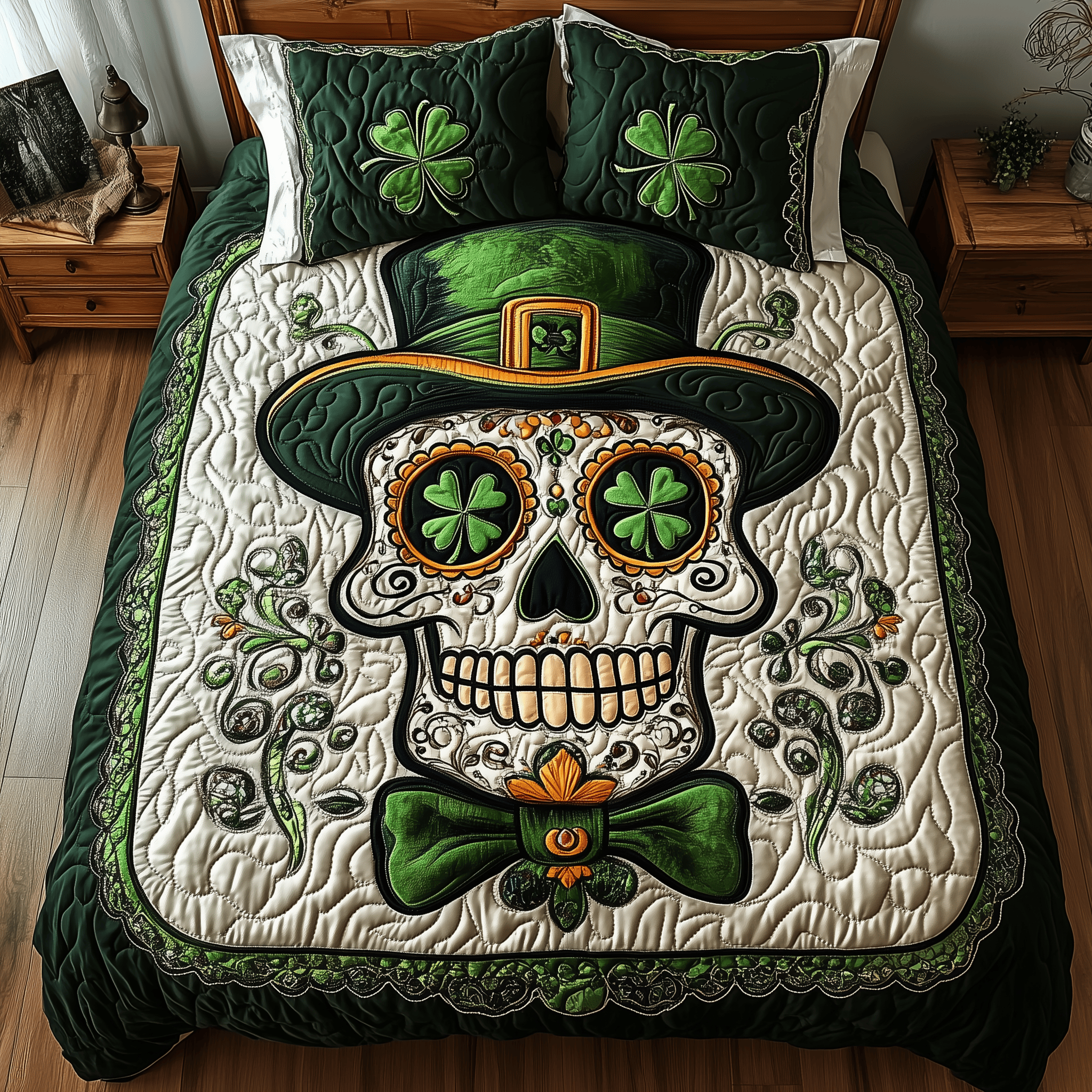 Radiant Skull Fortune Quilted Bedding Set Valentine's Day Duvet Cover Gifts For People Who Like Skulls