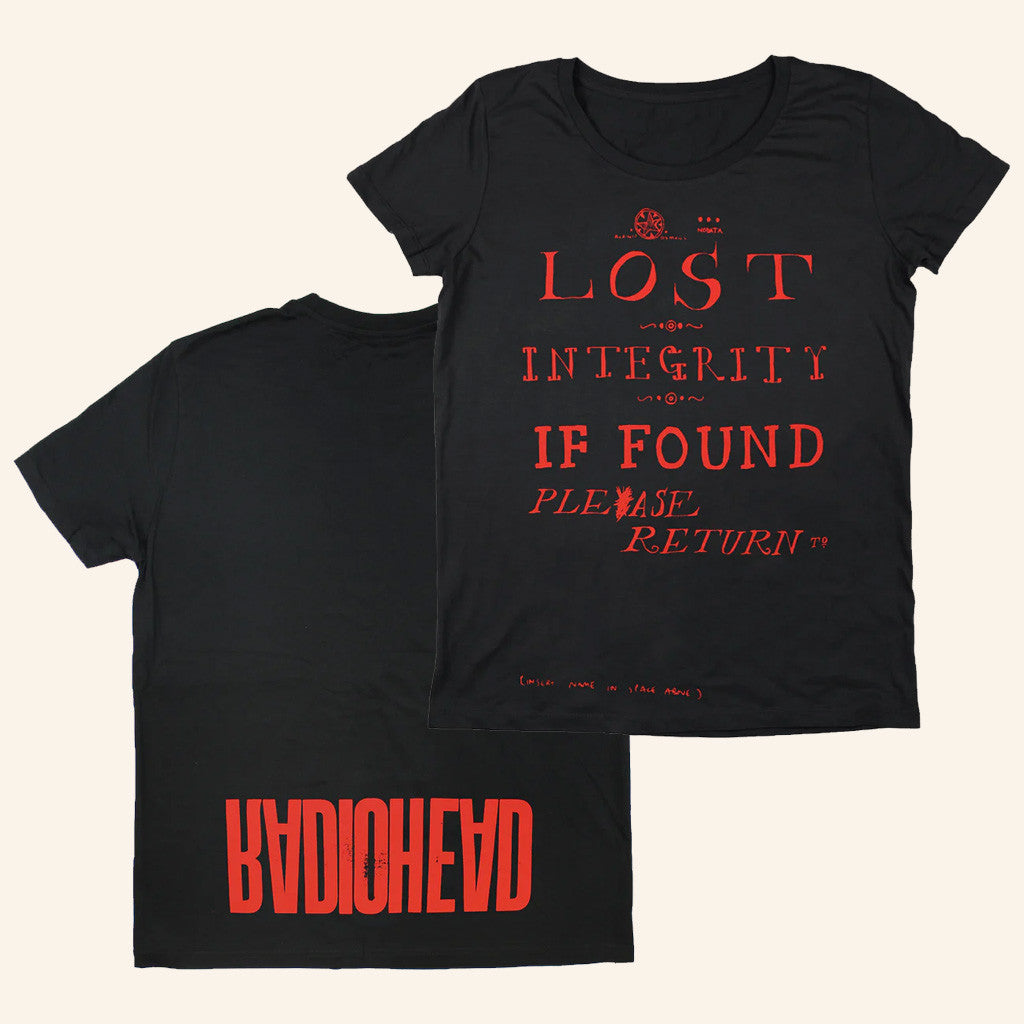 Radiohead Merch Red Lost Integrity Black T-Shirt Gifts For Her
