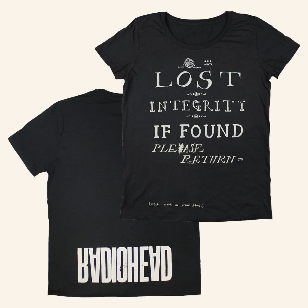 Radiohead Merch White Lost Integrity Black T-Shirt Gifts For Women's