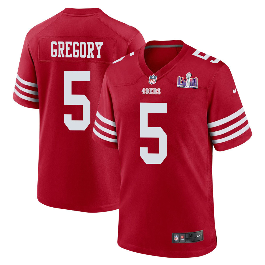 Randy Gregory 5 San Francisco 49ers Super Bowl LVIII Patch Game Men Jersey - Scarlet - JSDV607