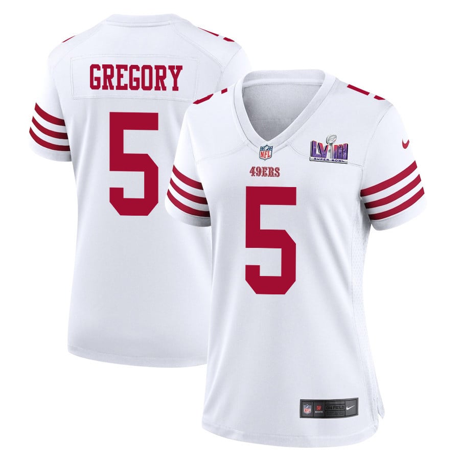 Randy Gregory 5 San Francisco 49ers Super Bowl LVIII Patch Game Women Jersey - White - JSDV386