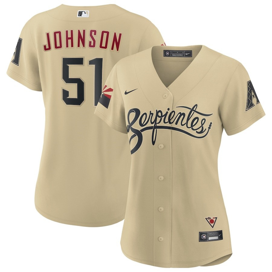 Randy Johnson 51 Arizona Diamondbacks Women's City Connect Player Jersey - Sand - JS964