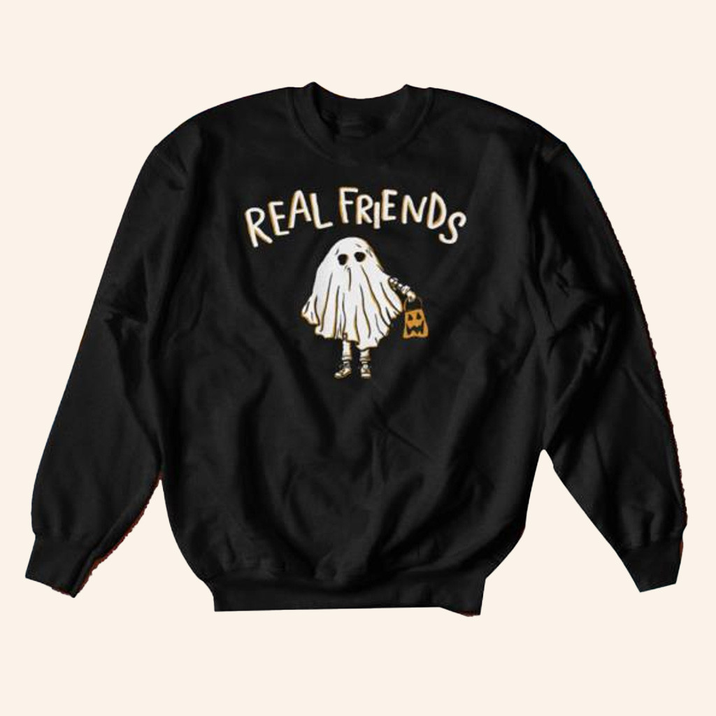 Real Friends Merch Og Ghost Crewneck Sweatshirt Gifts For Halloween