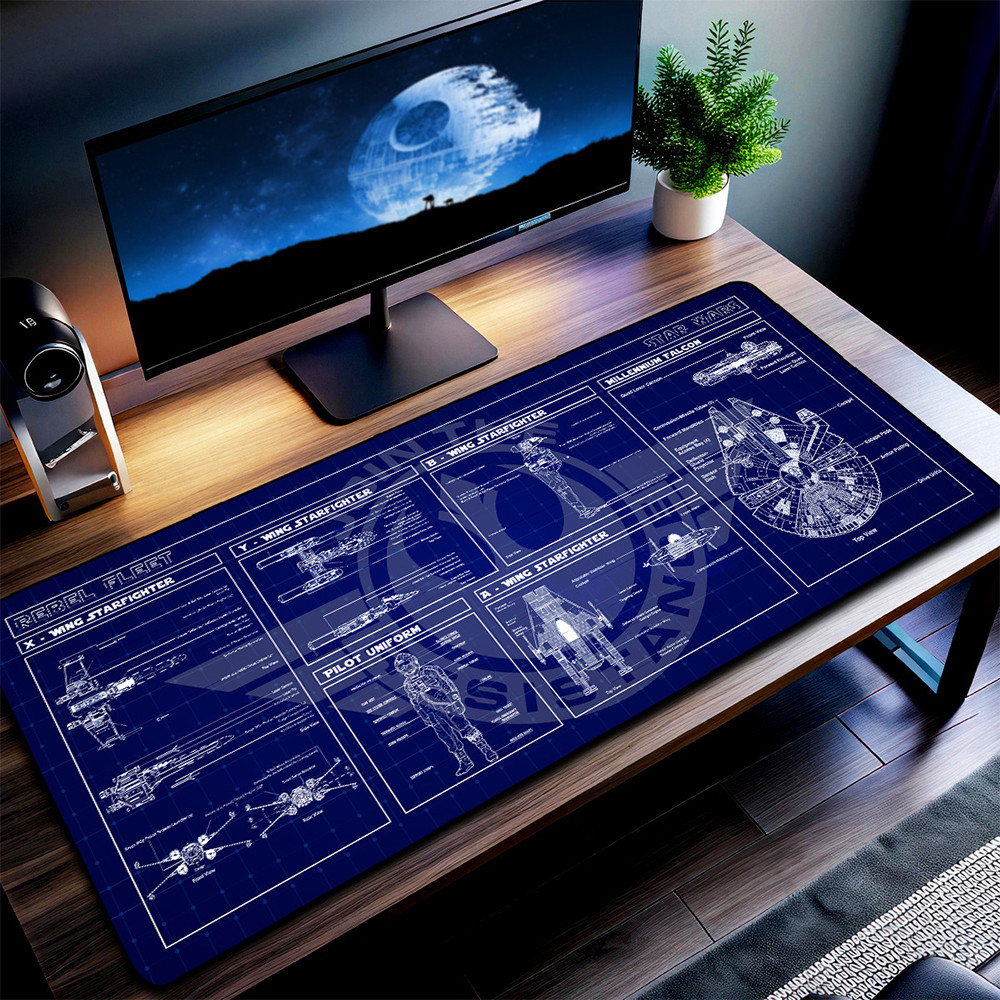 Rebel Fleet Blueprint Desk Mat Star Wars Merch Gifts For Husband