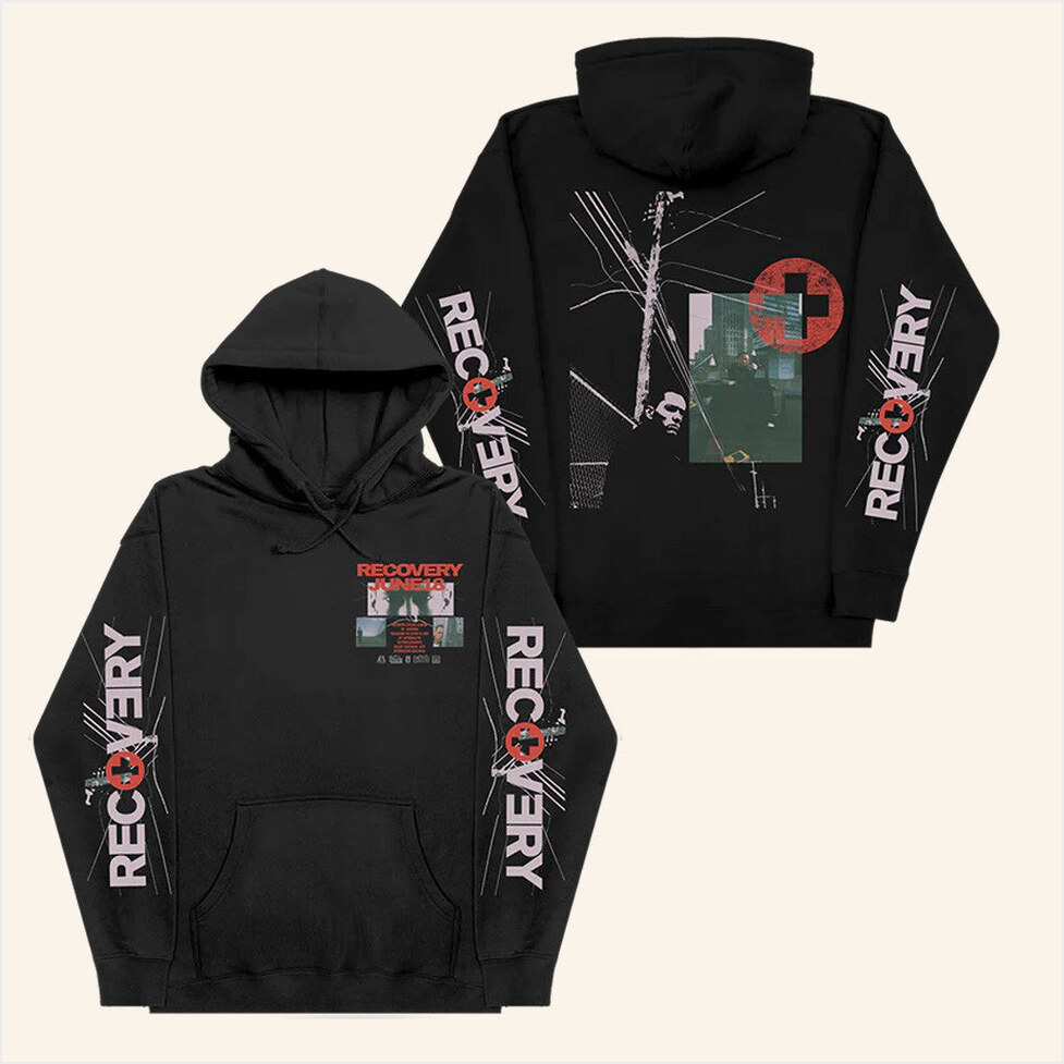 Recovery 15th Anniversary Collage Hoodie Eminem Official Merch Birthday Gifts For My Husband