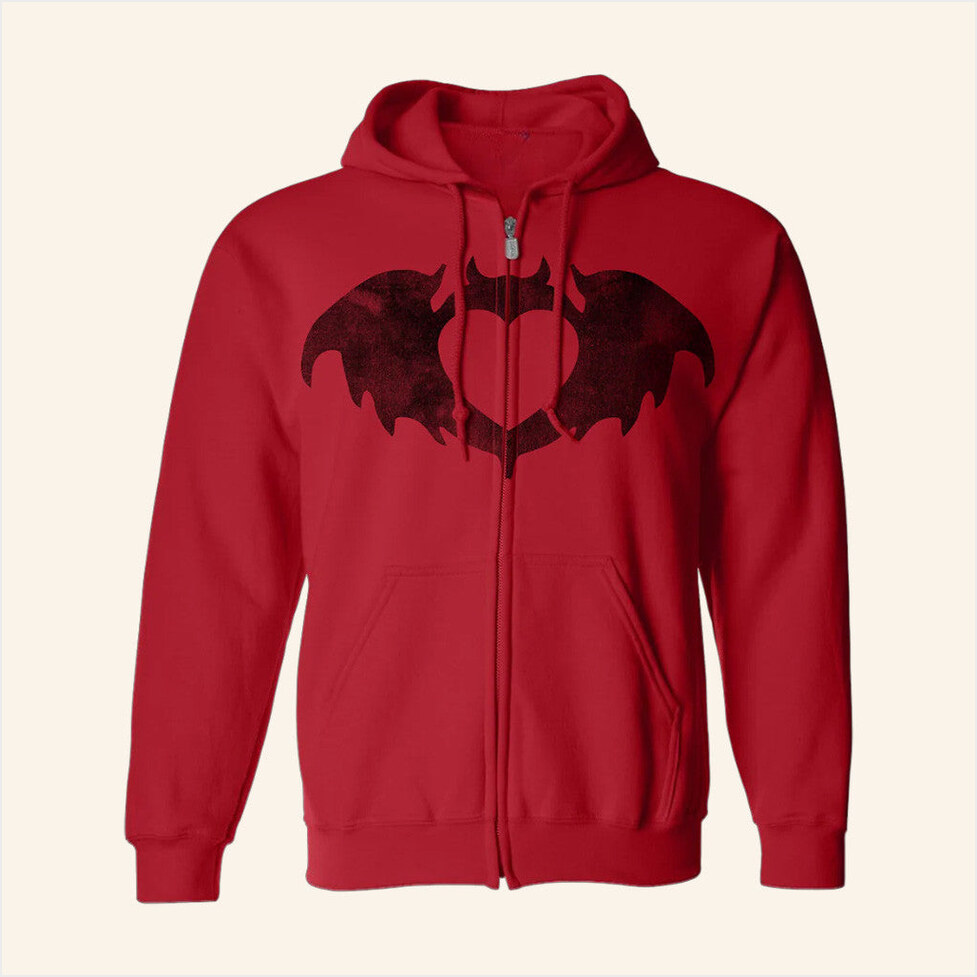Red Bat Logo Zip Hoodie Clandestine Industries Merch Birthday Gifts For Him Best Friend Gifts