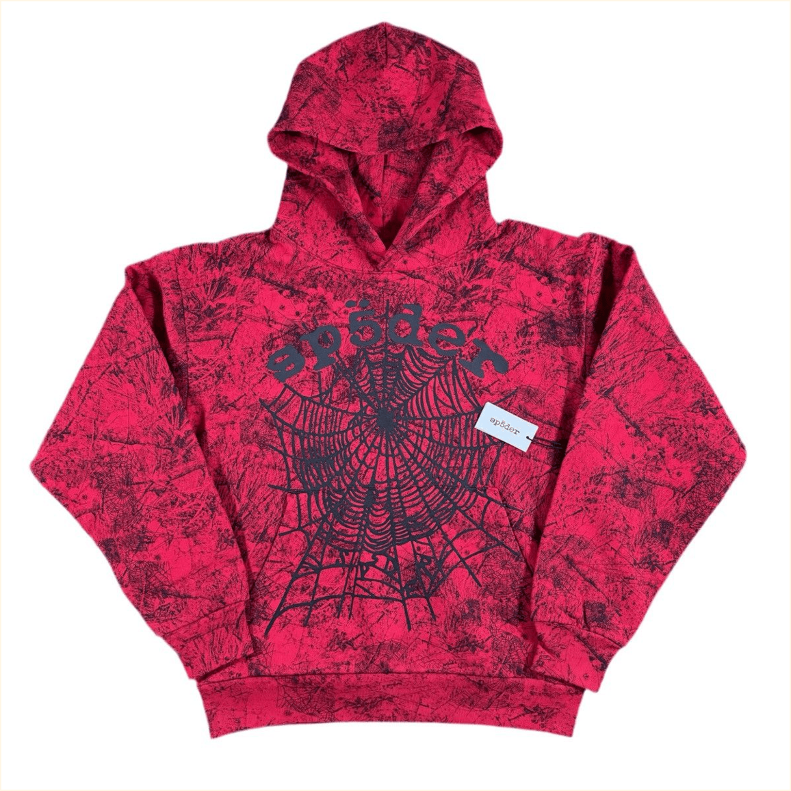 Red Camo SP5DER Hoodie Streetwear for Men Women Cotton Oversized Unisex Sweatshirt SP5DER Merch