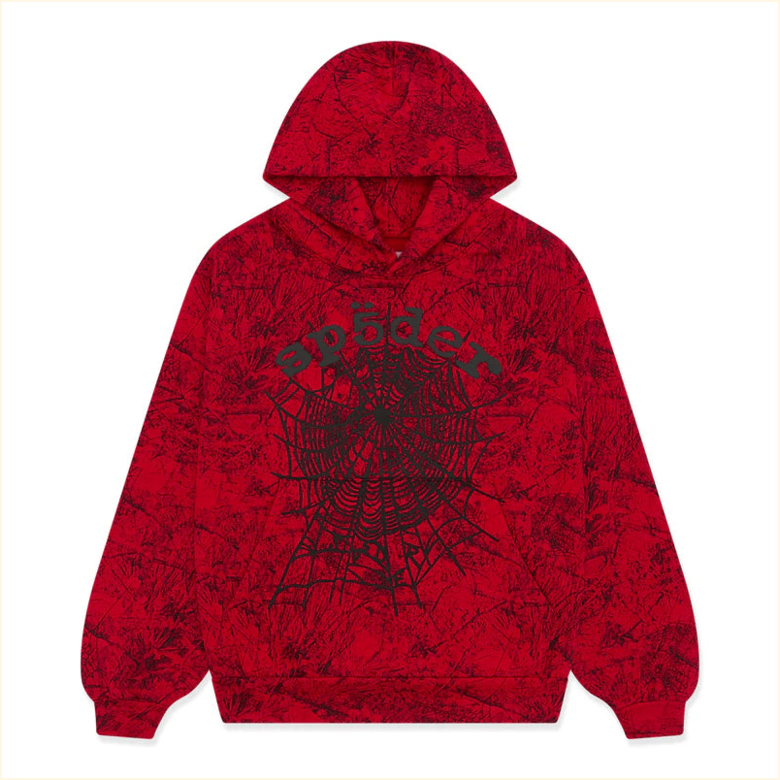 Red Camo SP5DER Hoodie Streetwear for Men Women SP5DER Merch Cotton Oversized Unisex Sweatshirt