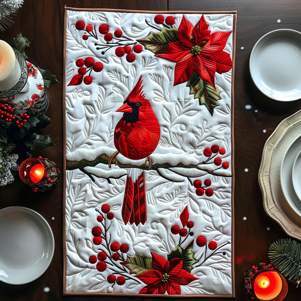 Red Cardinal Quilted Table Runner Decorations Themed Items Cardinal Christmas Gift Ideas