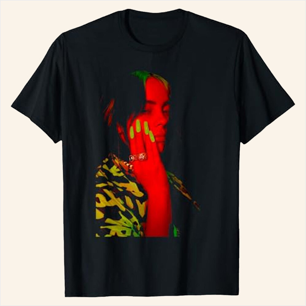 Red Photo Neon Black T-Shirt Billie Eilish Merch Birthday Gifts For Friends Christmas Presents