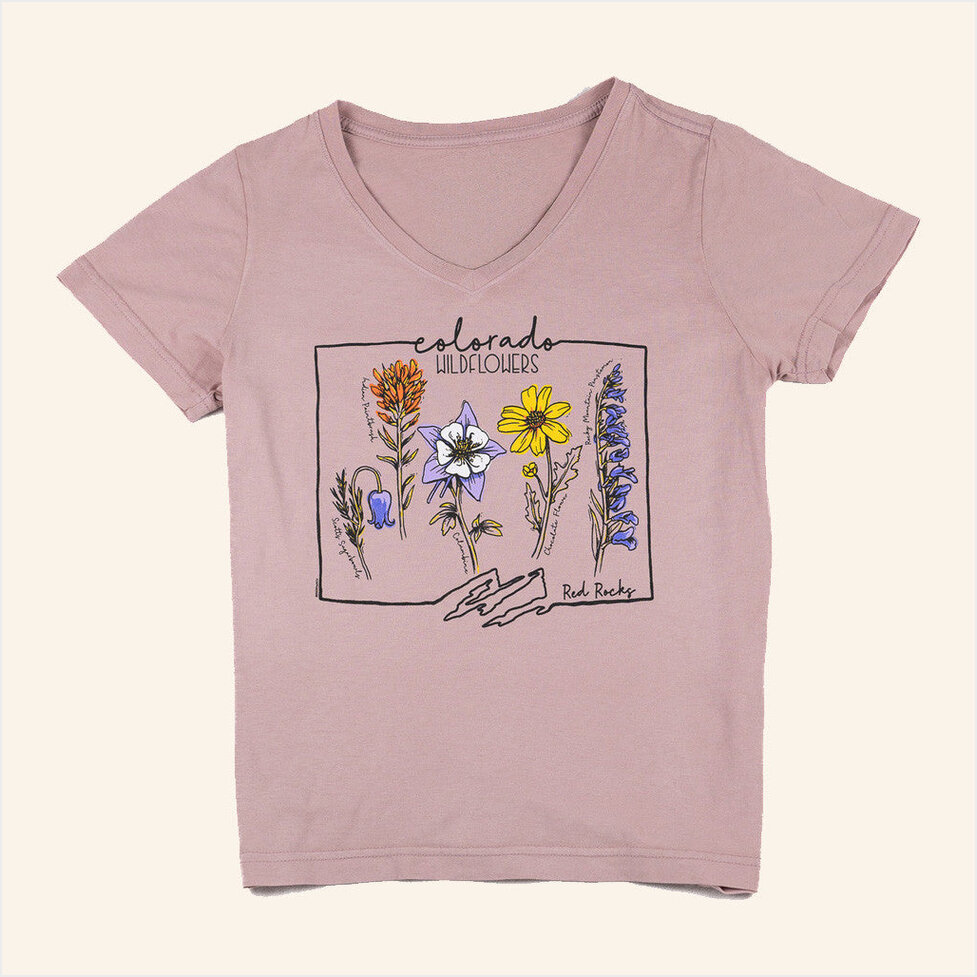 Red Rocks Ladies Wildflower T-Shirt Redrocksonline Merch Gifts For Wife Gifts For Best Friend