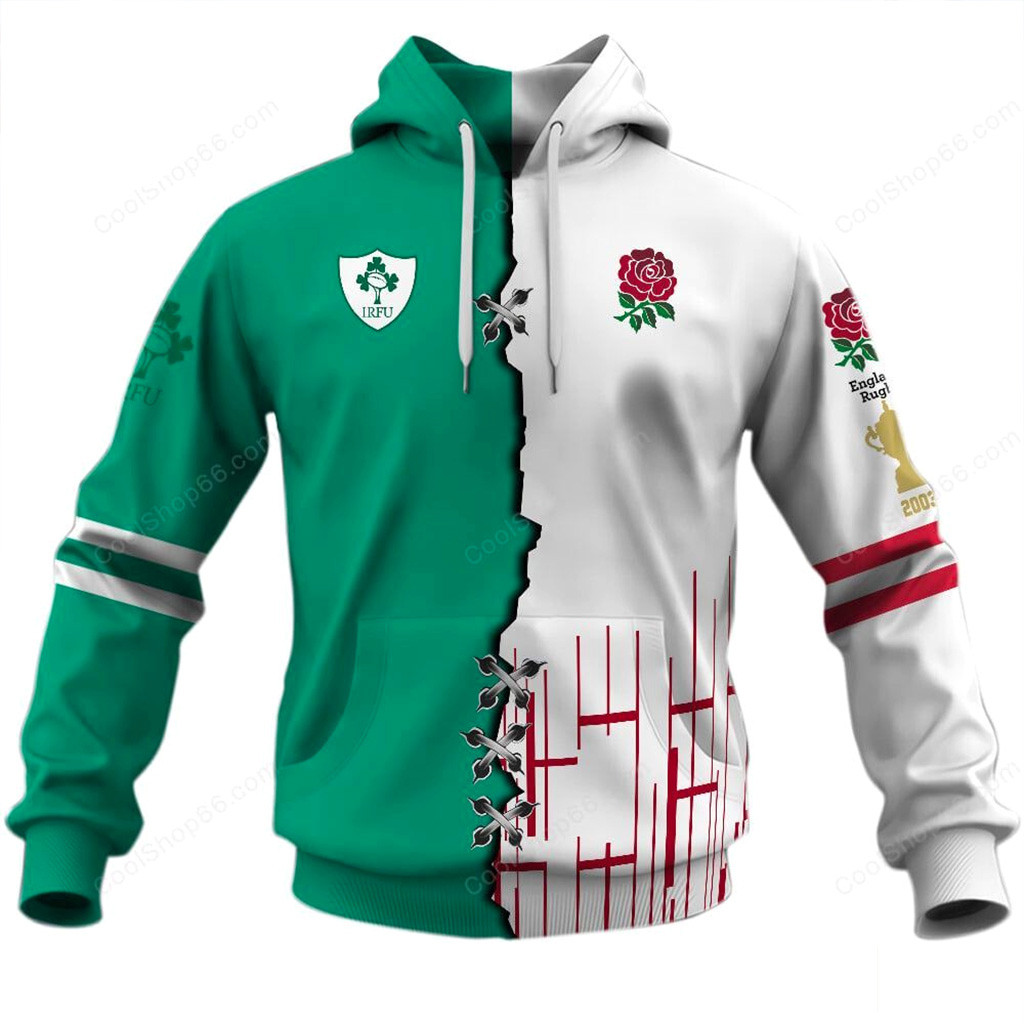 Red Roses England Rugby X Ireland Rugby Hoodie Fan Merch Best Gifts For Husband