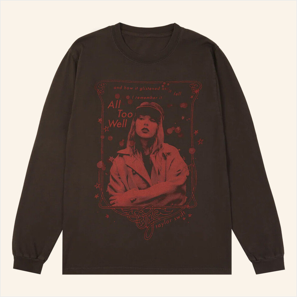 Red Taylorâ€™s Version Glistened As It Fell Long Sleeve T-Shirt Taylor Swift Merch Swifties Gifts