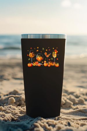 Wine Glasses Drinking Party Pumpkin Fall Season Thanksgiving Tumbler