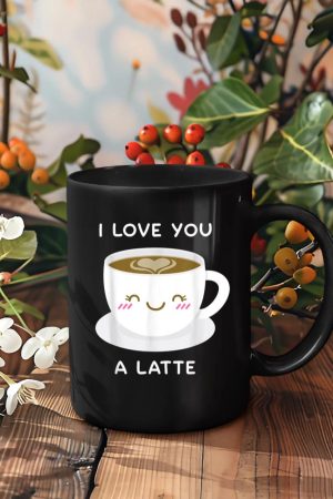 I Love You a Latte Coffee Lover Heart Tshirt Valentine Gift Mug