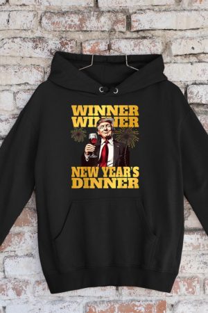 Funny Trump Winner Year's Dinner Trump Drinking Wine Hoodie