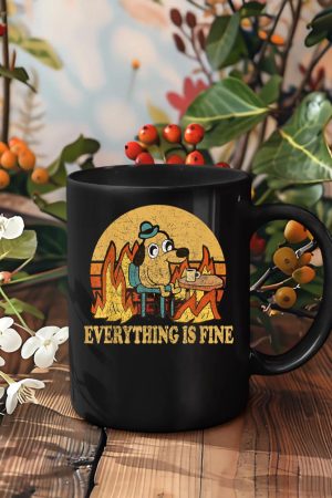 Everything Is Fine Dog Drinking Coffee Burning Meme Mug