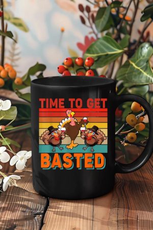 Vintage Time To Get Basted Thanksgiving Turkey Drinking Wine Mug