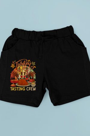 Vintage Retro Turkey Tasting Crew Thanksgiving Drinking Wine Short