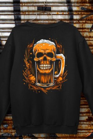 Skull Beer Halloween Costume Skeleton Drinking Craft Beer Sweatshirt