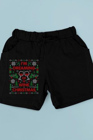 Funny Wine Drinking Wine Lover Ugly Christmas Sweater Party Short