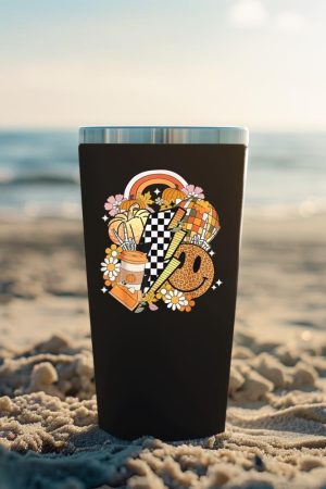 Fall Vibes Disco Balls Rainbow Coffee Latte Pumpkin Spice Tumbler