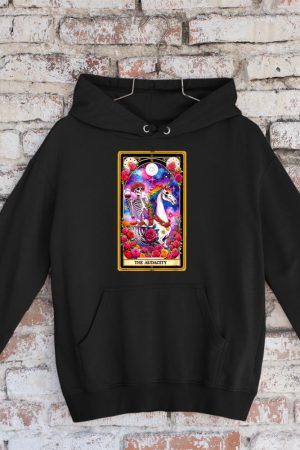 The Audacity Tarot Card Skeleton Skelly Unicorn Wine Women Hoodie