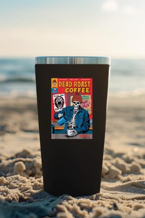 Dead Roast Coffee Comic Book Cover Style Skeleton Barista Tumbler