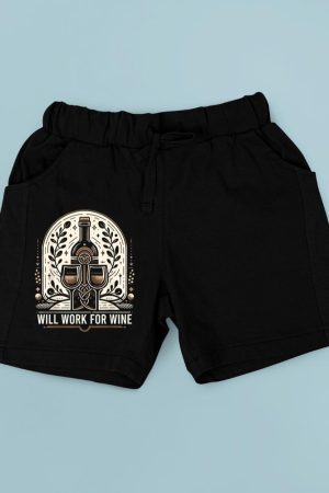 Will Work For Wine Lover Designs Short