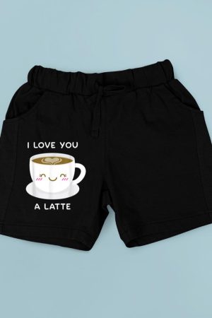 I Love You a Latte Coffee Lover Heart Tshirt Valentine Gift Short