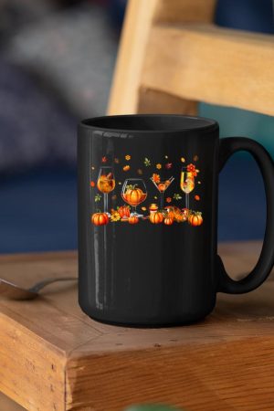 Wine Glasses Drinking Party Pumpkin Fall Season Thanksgiving Mug